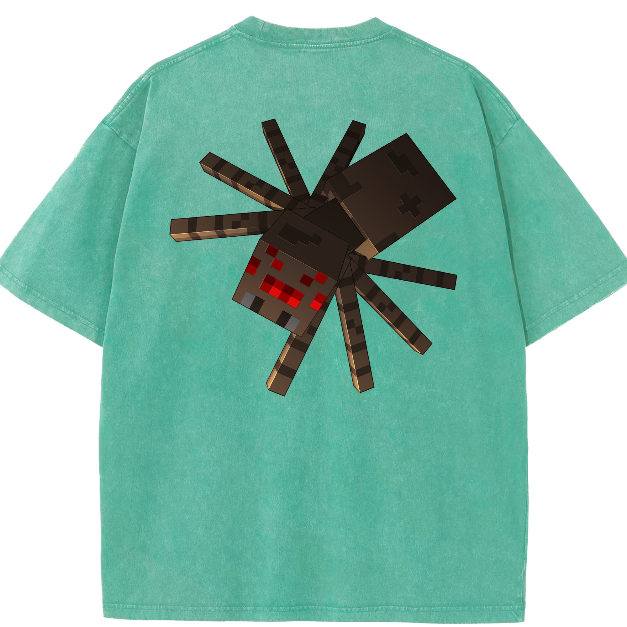 （画像用） マインクラフト ブロックの世界 Minecraft MC Block world 綿100% ヴィンテージ風 半袖Tシャツ（背面プリント）
